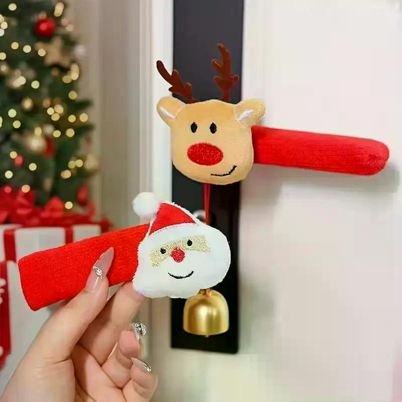 1/4pcs Christmas Door Handle Decorations, Santa Claus Door Handle Gloves,Christmas Tree Decorations,room Covers Home Accessories