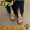 Women's sandals summer retro new casual thick heel Roman sandals women's toes Internet celebrity low heel beach shoes