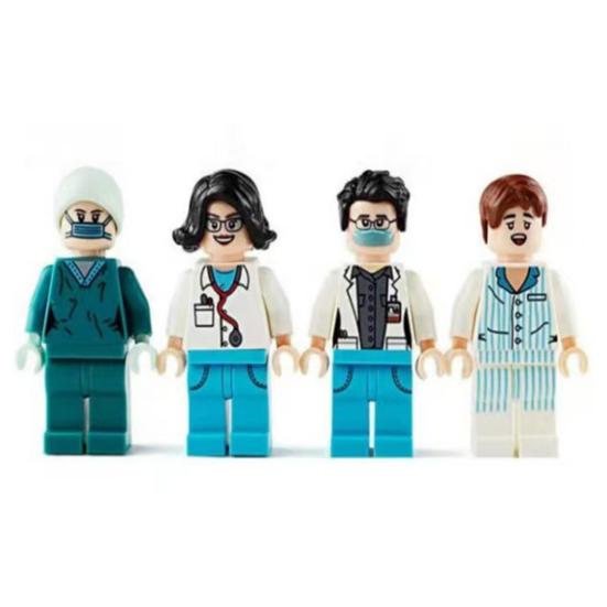 Mini Medical Scene Figures Set with Patient Nurse Doctor And Equipment Miniature Building Block Set for Pretend Play DIY Micro Landscape