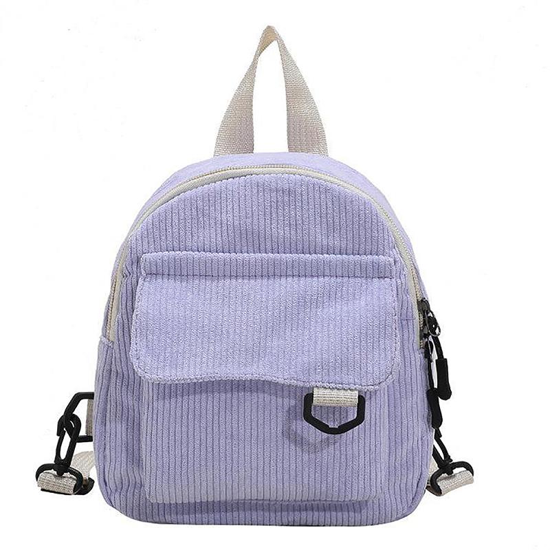 Mini-Rucksack aus Cord in Volltonfarbe, minimalistischer kleiner Rucksack für Mädchen und Kinder, Reisetasche, lässige Studententasche