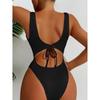 S - XL Costume da Bagno Intero Sexy a Coste con Cut-Out Senza Schiena Costine Spalline Sottili Taglio Alto Donna
