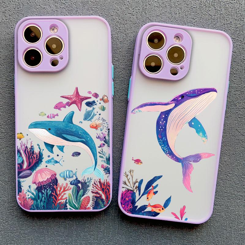 Shark Painted Sea Whale Marine Organism Phone Case For IPhone 13 11 12 Pro Max Mini 16 15 14 Pro Max Plus X XR XS 7 8 SE2 Covers