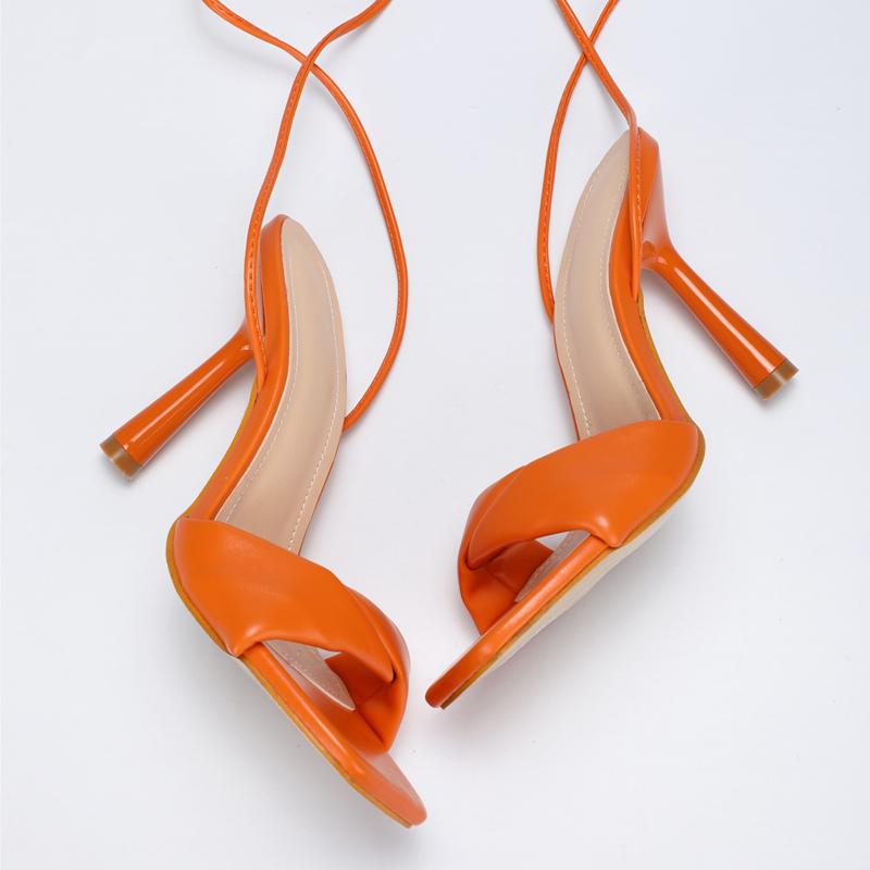 Summer Women 11cm High Heels Sandals Sexy Lace Up Cross Strap Gladiator Sandles Lady Orange Catwalk Platform Fetish Shoes