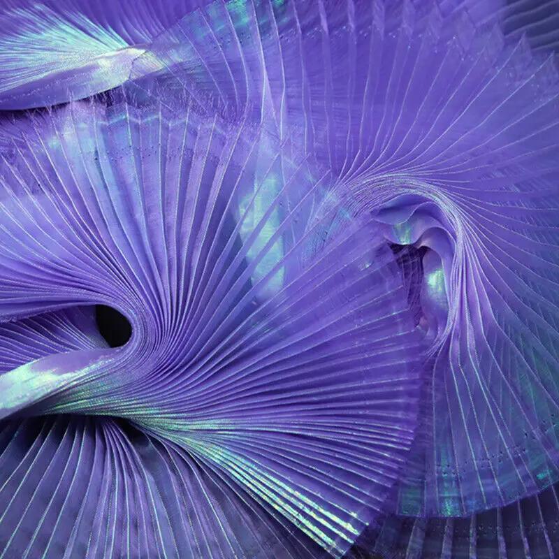 100x140cm Laser Pleated Fabric Crinkle Wedding Photography Background Stage Decors DIY Women Dress Suit Diy Sewing Material