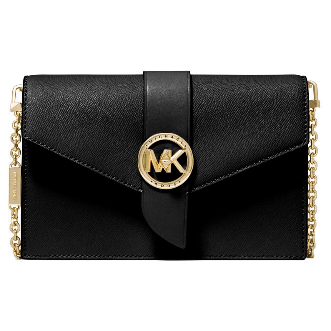 

New MICHAEL KORS Charm Leather Shoulder Bag, Crossbody Bag Medium Size Women s Black 32S0G00C6L-001 21.1*4.1*14.0CM