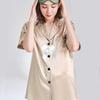 Girls' Imitation Silk Pajama Set - Short Sleeve Top & Long Pants, Lapel Design, Spring/Summer Homewear