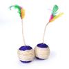 1PC Pet Cat Toy Colorful Feather Blanket Ball Grinding Claw Interactive Play Ball Cat Toy Sisal Shuttlecock Ball