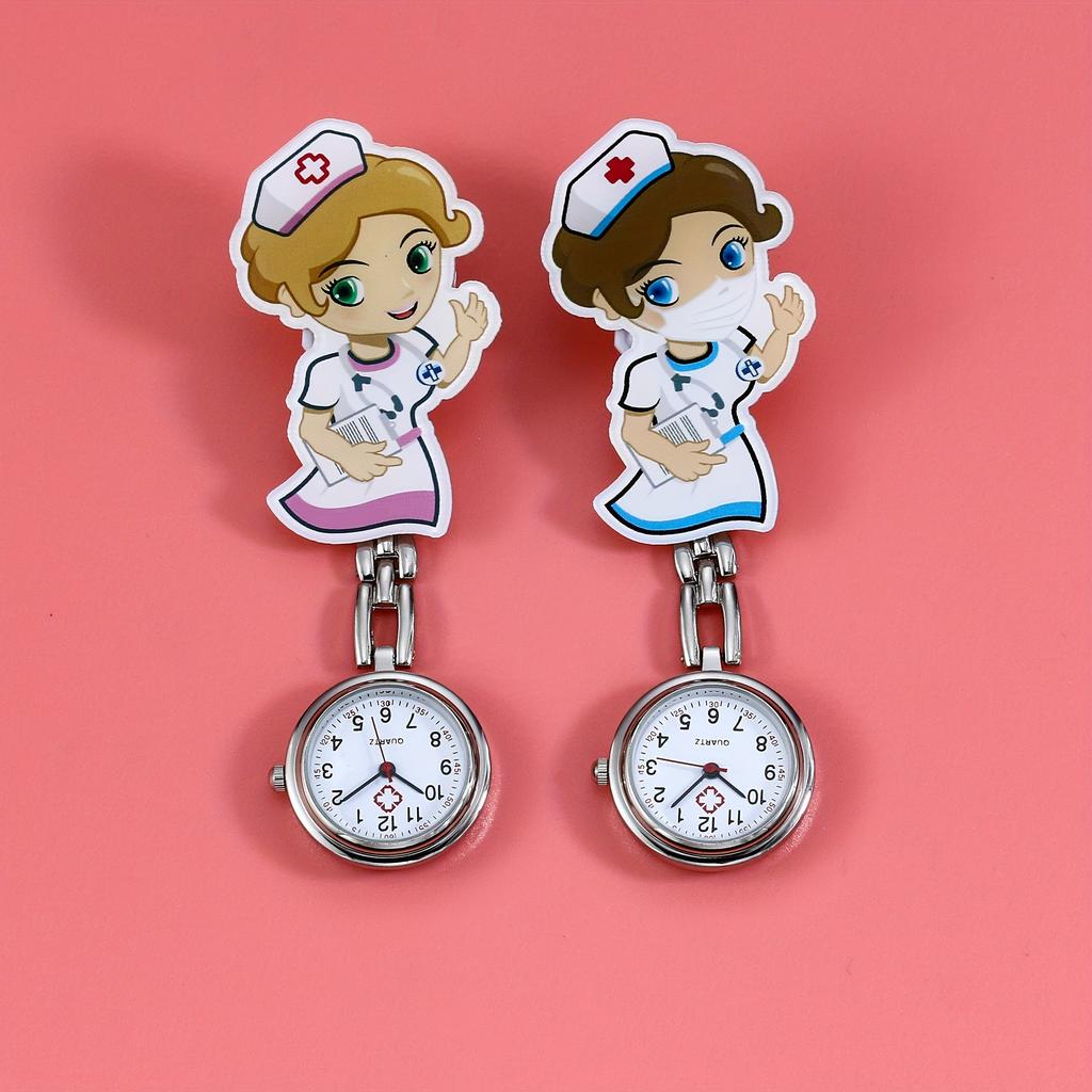 Cartoon Female Nurse Red Cross Nurse Watch Cute Smiling Face Character Nurse Pocket Watch Hanging Watch Chest Watch Watch Watch