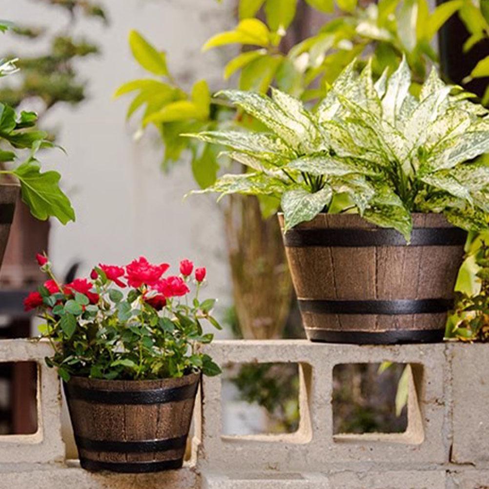 Pots de Fleurs Rétro Jardinage Poté Extérieur Jardinière pour Plantes Pot de Fleurs Décoratif Ménager Rond Résine Succulente
