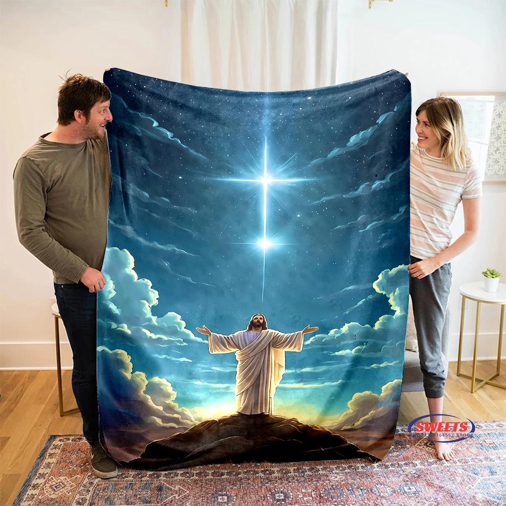 NO.3 3D Pray Holy Bible Cross Jesus Soft Flannel Blanket for Bed Bedroom Sofa Picnic,Throw Blanket for Cover Outdoor Leisure Nap