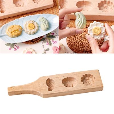 Ahşap 3D Lotuslar Ay Çöreği Kalıbı Sanatsal Ev Yapımı Hamur İşleri için Ahşap Pişirme Kalıbı Geleneksel Maş Fasulyesi Keki Kalıbı
