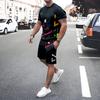Plus Size Men's T-shirt Shorts 2-piece Set Men's Drawstring Side Pocket Shorts Sports Short Sleeve Tee Summer New Men's Clothing