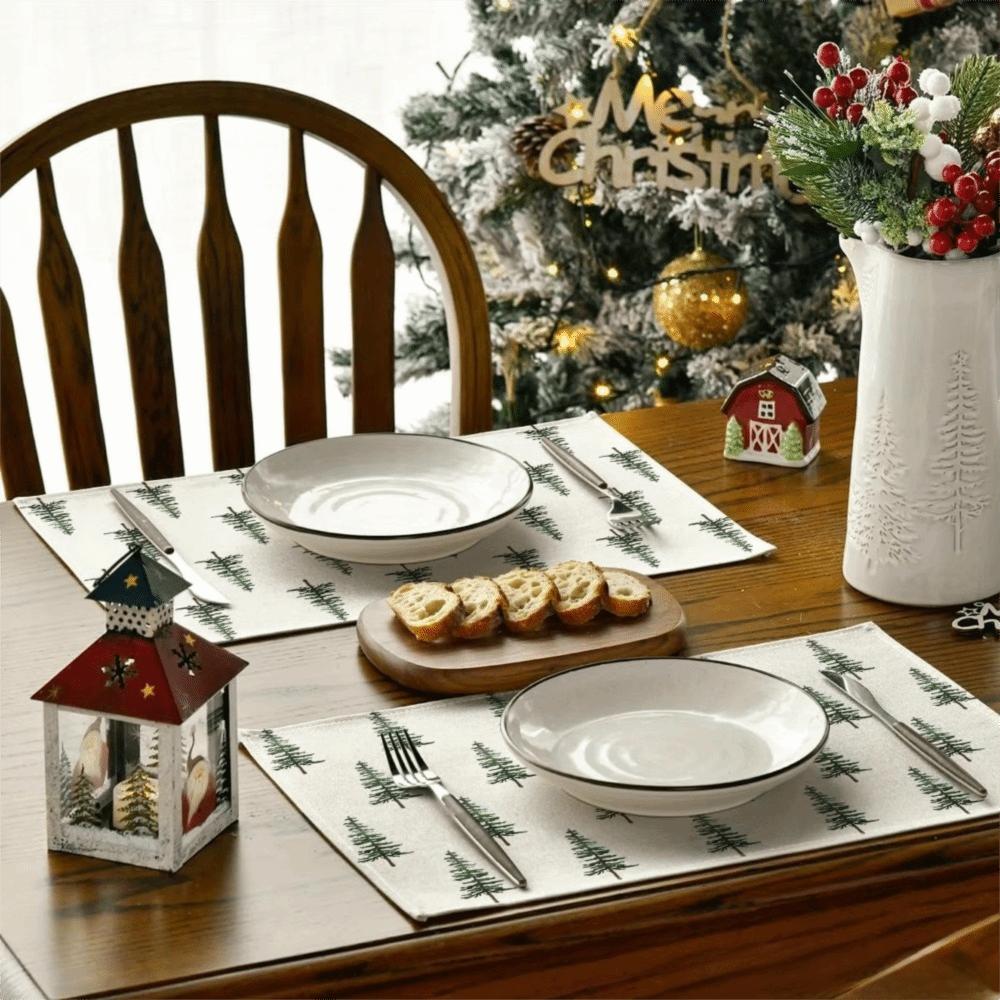 4PCS Stain-resistant Christmas Tableware Mat Anti-slip Tableware Insulated Mats Party