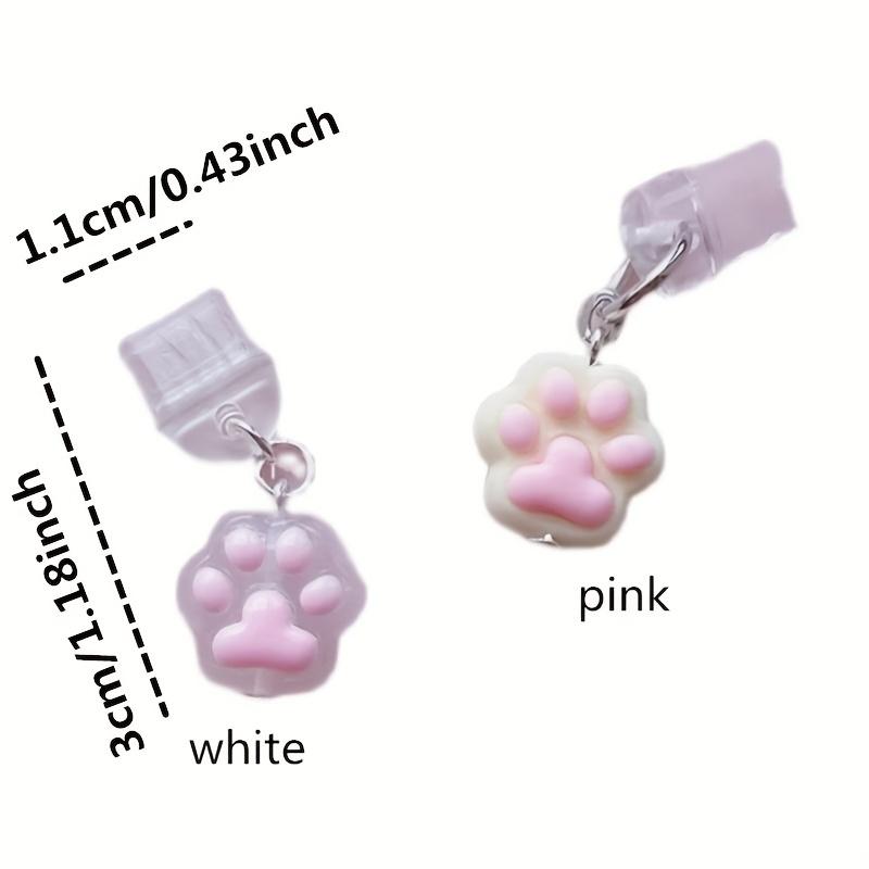 Roztomilý růžový přívěsek na mobil s kočičí tlapkou, Kawaii růžová prachová zátka s psí tlapkou, Prachová zátka do gumového konektoru pro sluchátka mobilu