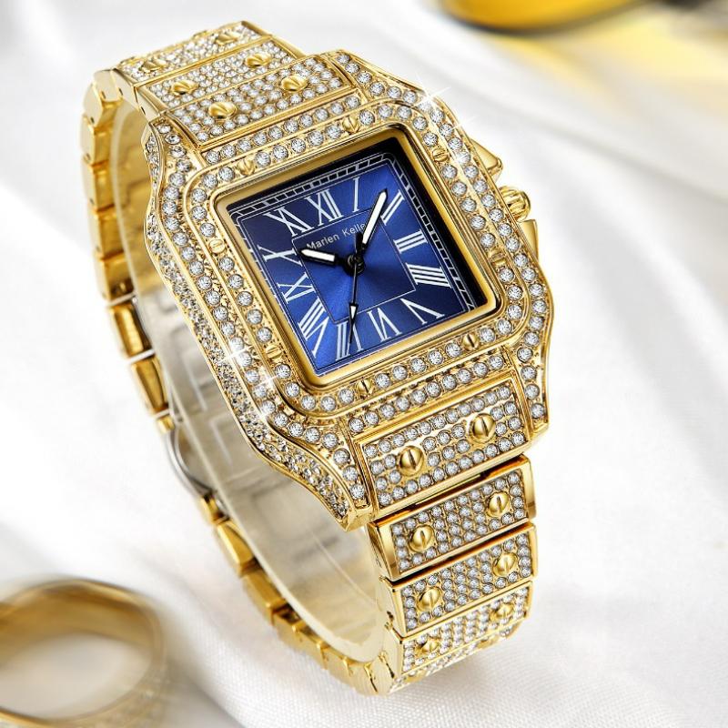 Square Luxury Watches For Women Hip Hop Diamond Golden Casual Alloy Band Simple Quartz Watch Relogios Feminino Fashion