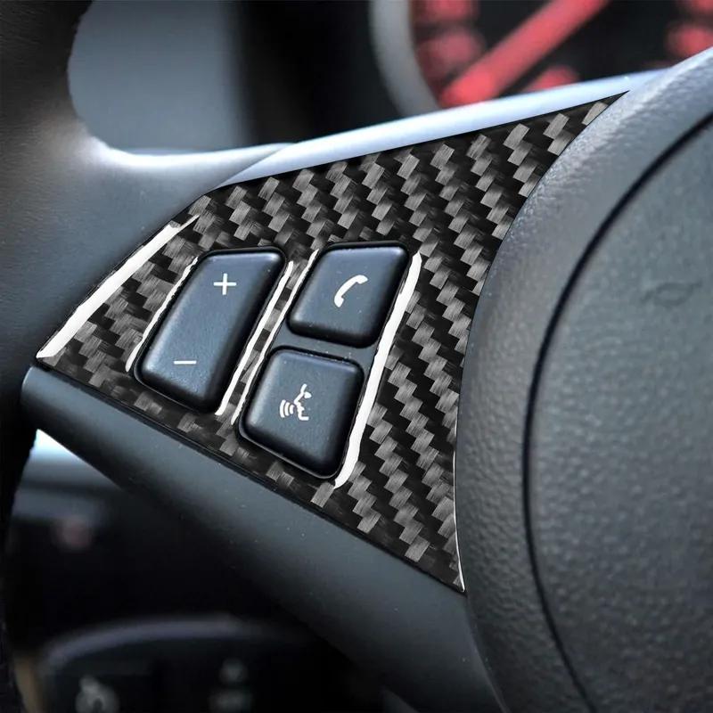 3pcs Carbon Fiber Car Steering Wheel Panel Cover Trim for BMW 5 Series E60 2004 2005 2006 2007 2008 2009 2010 Interior Accessory