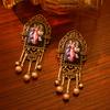 Medieval Retro Court Style Temperament Imitation Pearl Necklace Fringed Stud Earrings Replica Ethnic Style Earrings