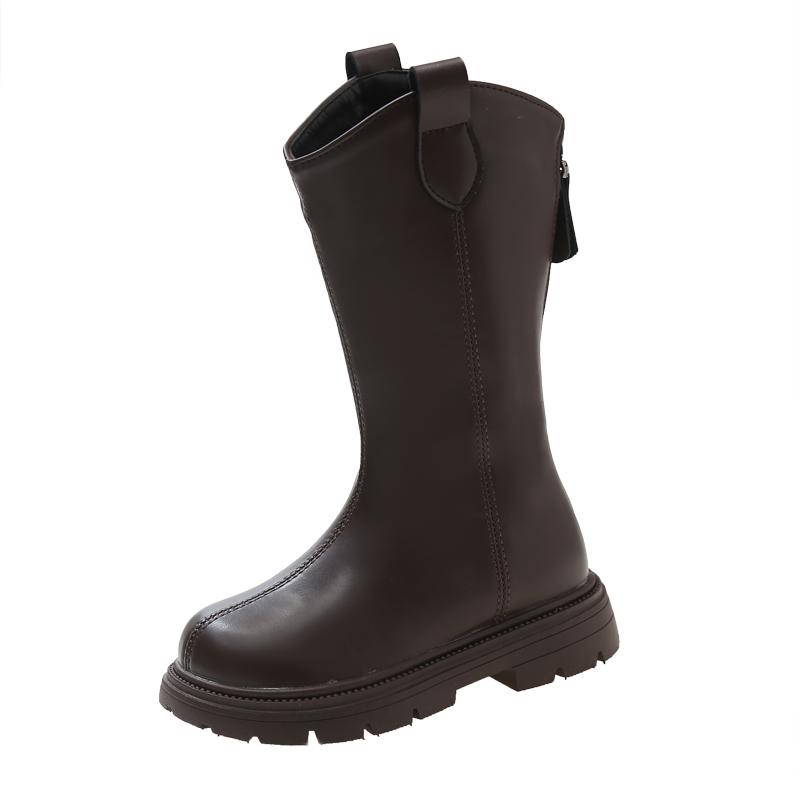 

Autumn and Spring Fashion Girls Long Boots Stylish and Comfortable Princess Boots Fashionable Single Boots for Girls 23 коричневый