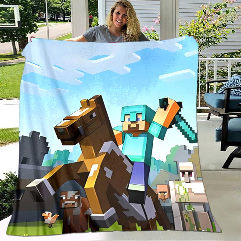 1pc Blanket Minecraft5 Print Design, Lightweight Blanket for Sofa, Bed- Soft &Warm, Gift for All Seasons like Christmas, Halloween