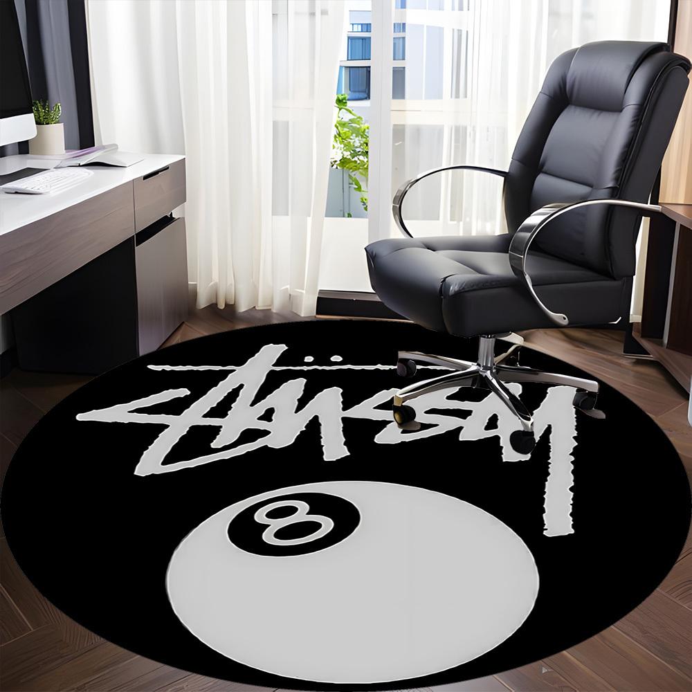 1pc Stussy, Eight-Ball Chair Carpet for Office - Indoor Non-Slip Washable Polyester Fiber Carpet, Soft Comfortable Mat For Office yy250928039