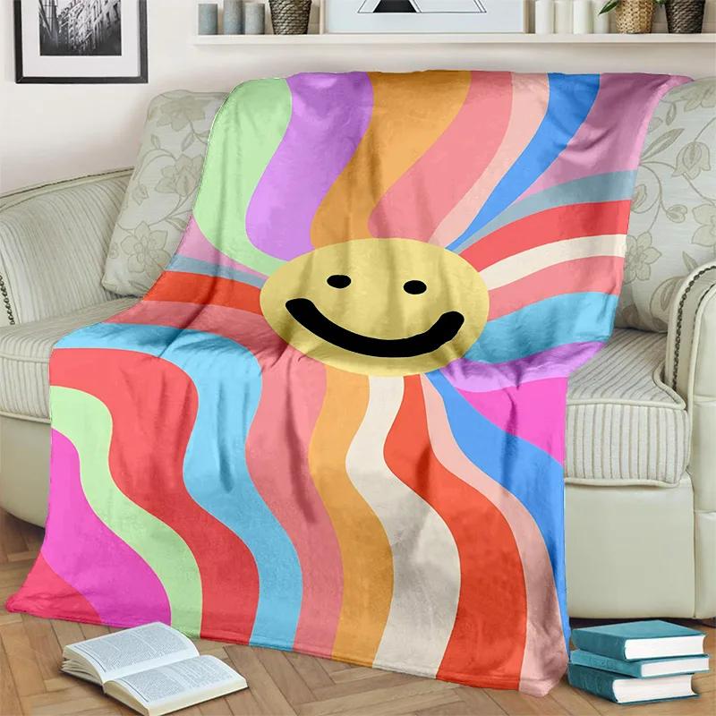 Coperta Cartone Animato 3D Colori Arcobaleno Illusione, Morbida Coperta da Divano per Casa Camera da Letto Letto Divano Picnic Viaggio Ufficio Coperta per Bambini