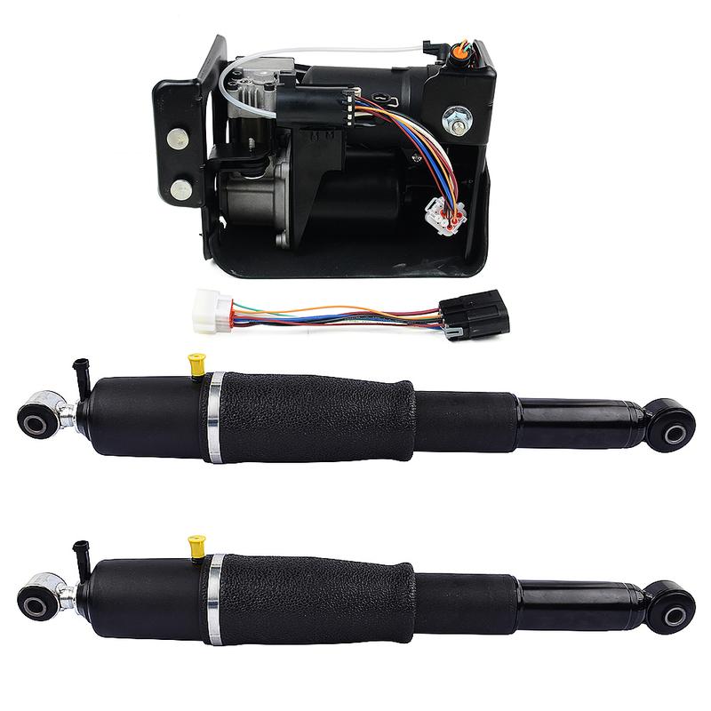 AP02 Pair Rear Air Suspension Shocks + Air Compressor for Chevy Tahoe Suburban 1500 GMC Yukon Cadillac SUV 2000-2014 25979391
