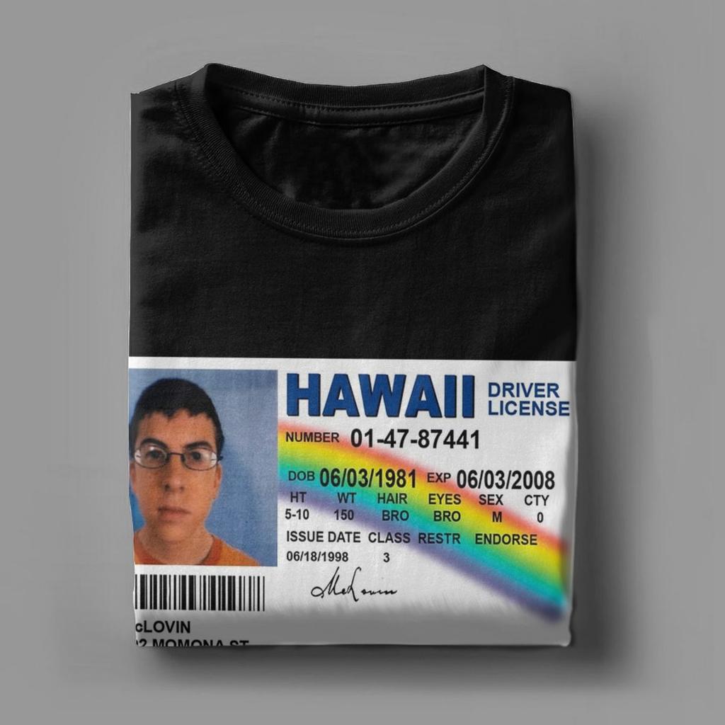 Men's T-Shirt Mclovin ID Superbad Vintage 100% Cotton Tees Short Sleeve T Shirt Crew Neck Tops Summer