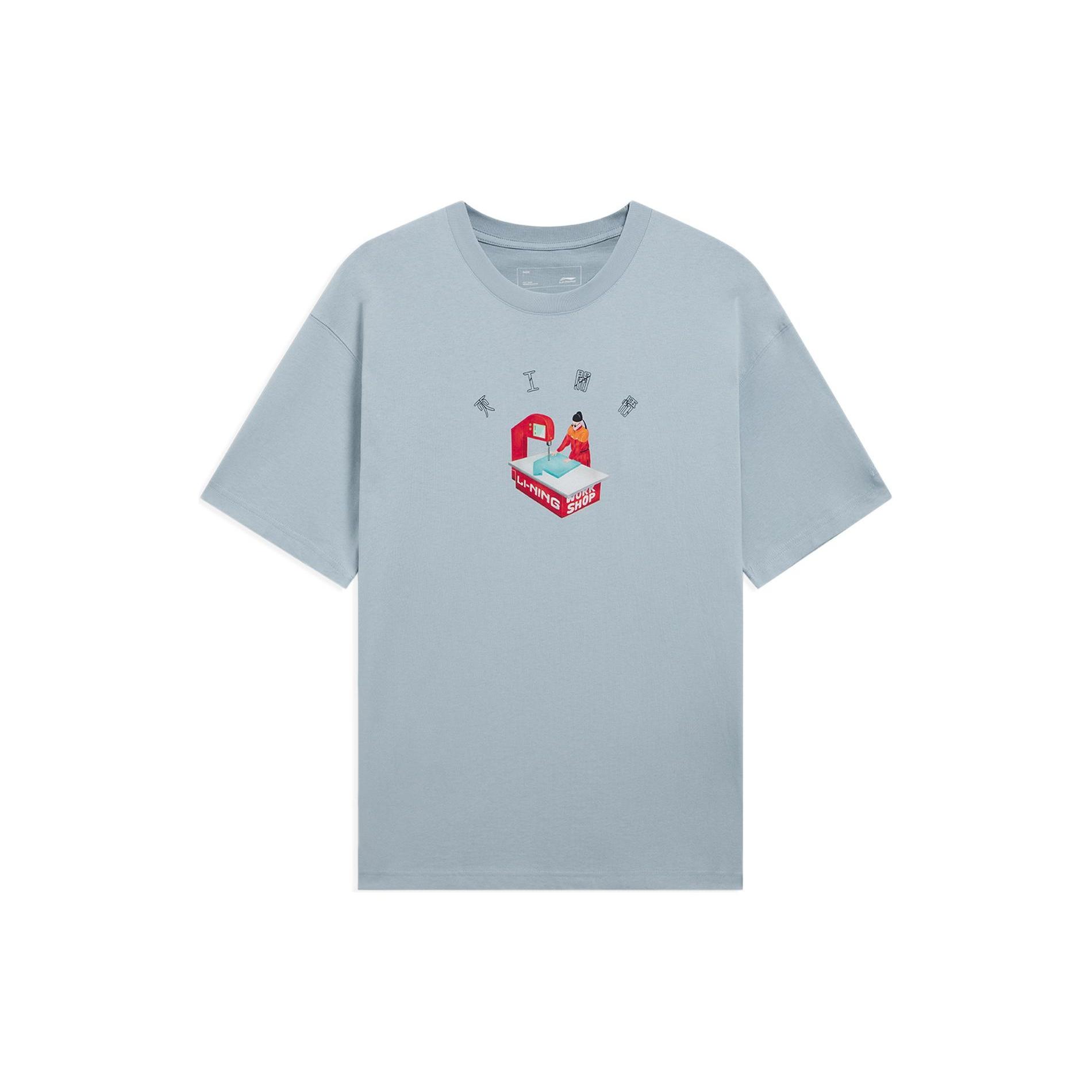 Li-Ning Cartoon Graphic Loose Fit T-shirt  Blue  Men s AHSS333-6 XL