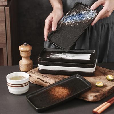 Piatto ceramico giapponese piatto per sushi a fondo piatto stoviglie da ristorante piatti per contorni snack piatto rettangolare