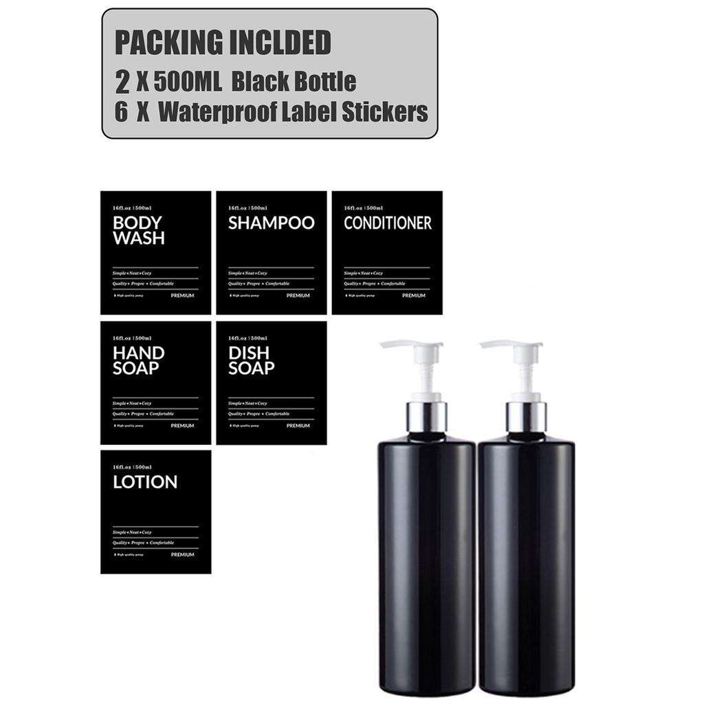 

Бутылка для лосьона на 500 мл с помпой, набор дозаторов для мыла и мыла для посуды, кухонные бутылки для душа, многоразовые с этикетками Set 1