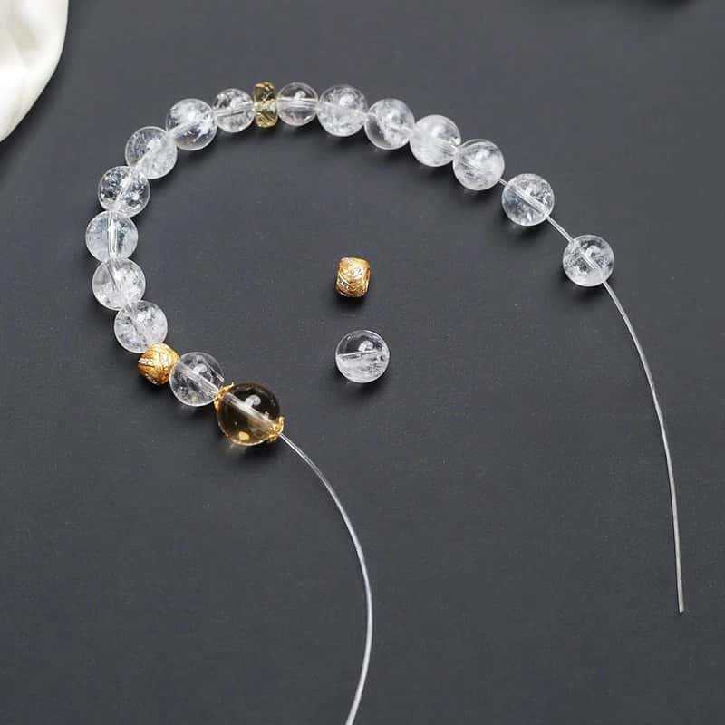Natural white crystal bracelet for women, healing gift, white Azeztulite yellow crystal bracelet, niche light luxury jewelry