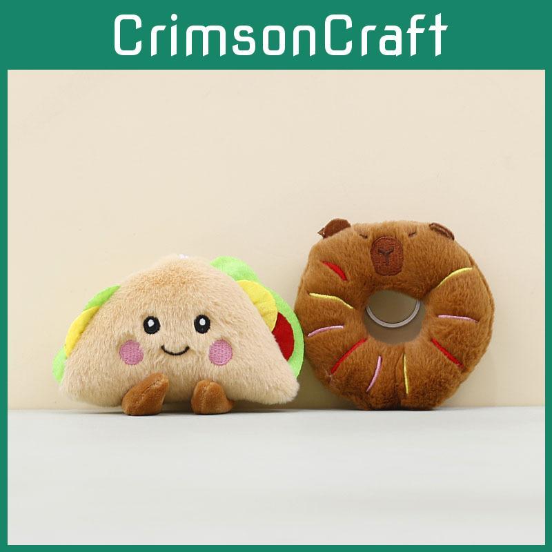 Soft Plush Capybara Keychain With Sandwich And Donut Shapes For Giving Gift