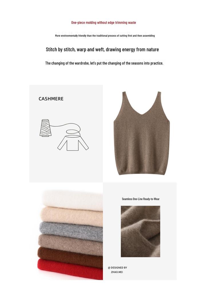 Lekasha Women's Pure Cashmere V-Neck Sleeveless Camisole