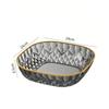 Golden Edge Fruit Bowl Square Transparent Fruit Tray Portable Dessert Biscuit Plate  Household