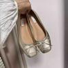 Square Head Bow Inner Height Increased by 5 Cm Ballet Shoes Cold Temperament Commuting Shallow Mouth Single Shoes Fashion Women's Shoes