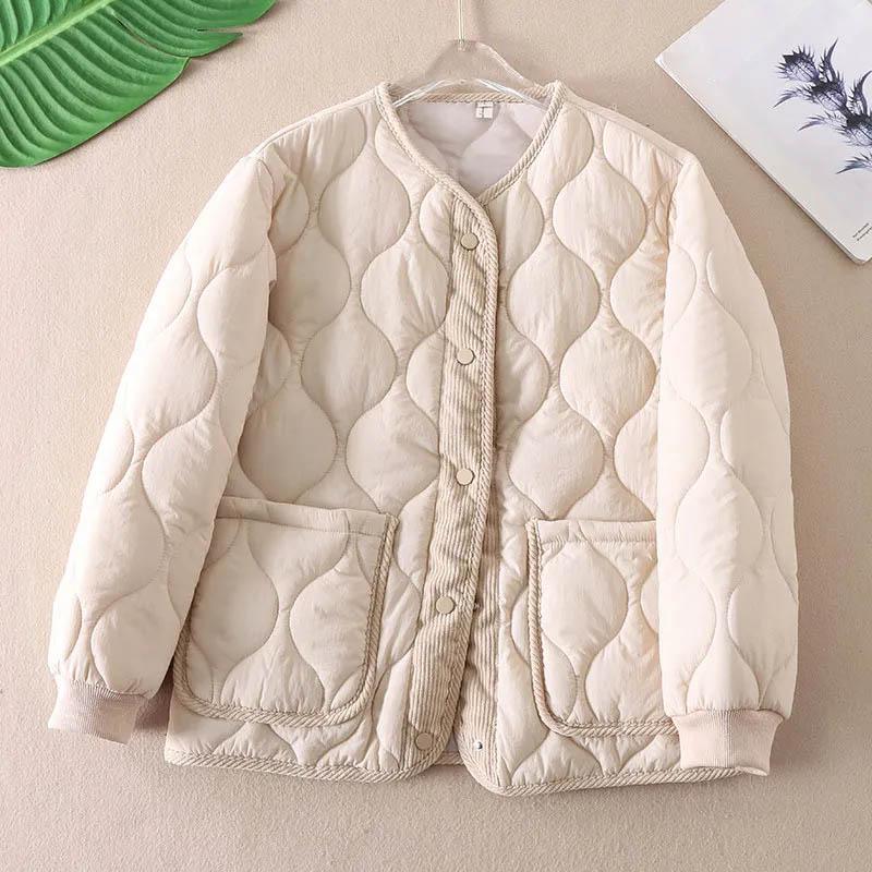 Mantel für Damen Baumwolle Winter Verdickt Einfarbig Übergröße Doppellagig Windjacke Lässig Daunenjacke