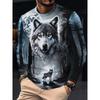 Herren Herbst und Winter 3D Tiger Wolf Print Rundhals Langarm T-Shirt