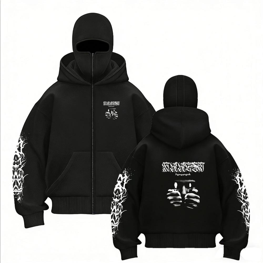 Modische Mode Marke Maskiert und Samt Doppelhut Einzigartiges Design Doppelhut Hoodie für Männer und Frauen im Herbst und Winter