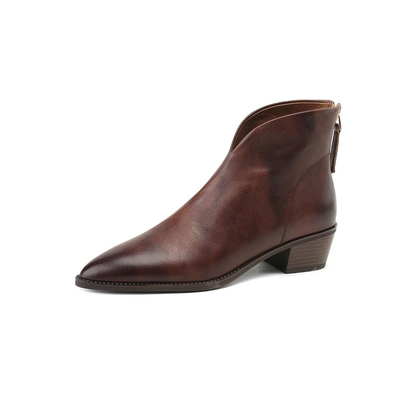 

Мода 2024 Новые Осенние Ботильоны из Натуральной Кожи с Острым Носком Женские Ботинки Ретро Короткие Ботинки Женская Обувь Зимние Ретро Челси 40