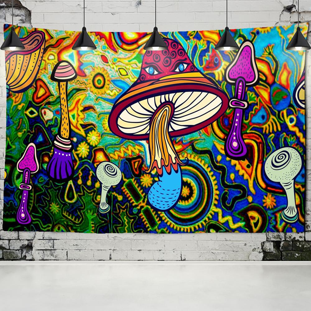 Mushroom Tapestry Wall Hanging Mandala Bohemia Psychedelic PiZZ Witchcraft Hippie Colorful Art Room Decor