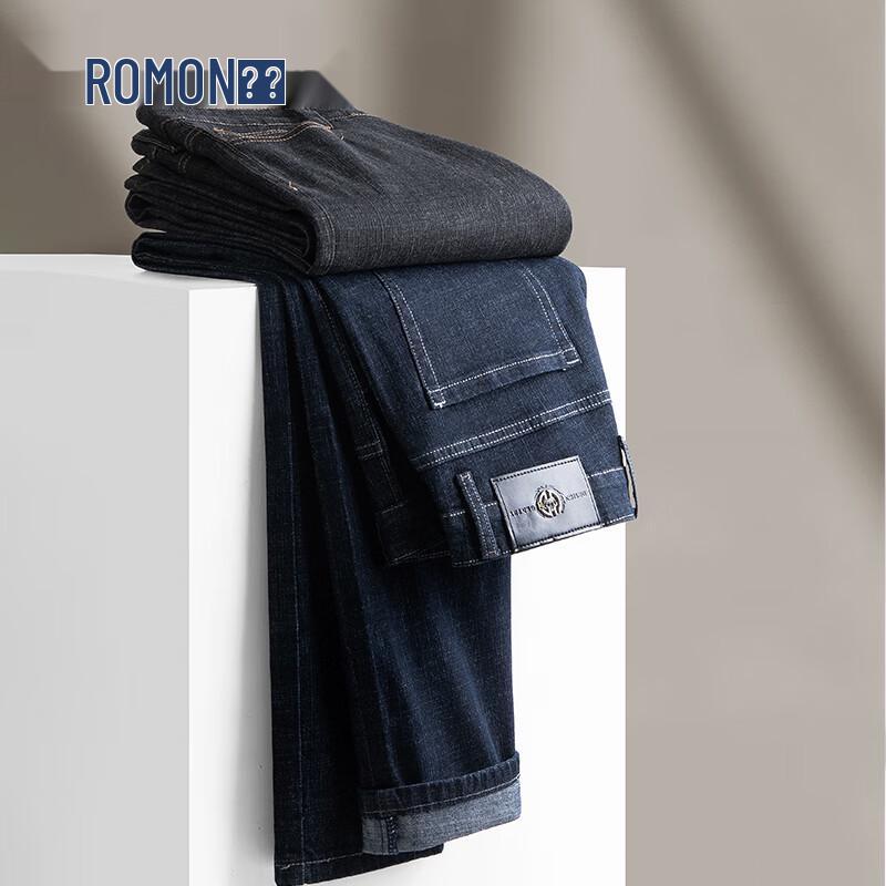 ROMON Men s Business Casual Straight-Leg Stretch Jeans 9911 32