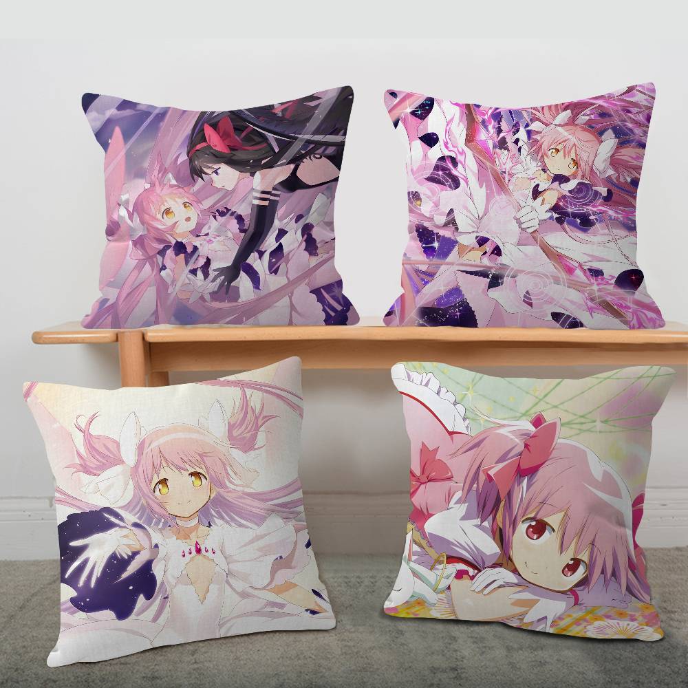 M-Madoka-Magica Pillow Covers Cartoon Sofa Decorative Home Double-sided Printing Short Plush Cute Cushion Cover