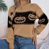 Autumn Winter Halloween Pumpkin Print Pullovers Sweaters Women Long Sleeve Casual Woman Sweater Elegant Round Neck Loose Warm Ladies Knit Jumper 25366