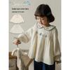 Girls' Doll Collar Floral Cotton Shirt