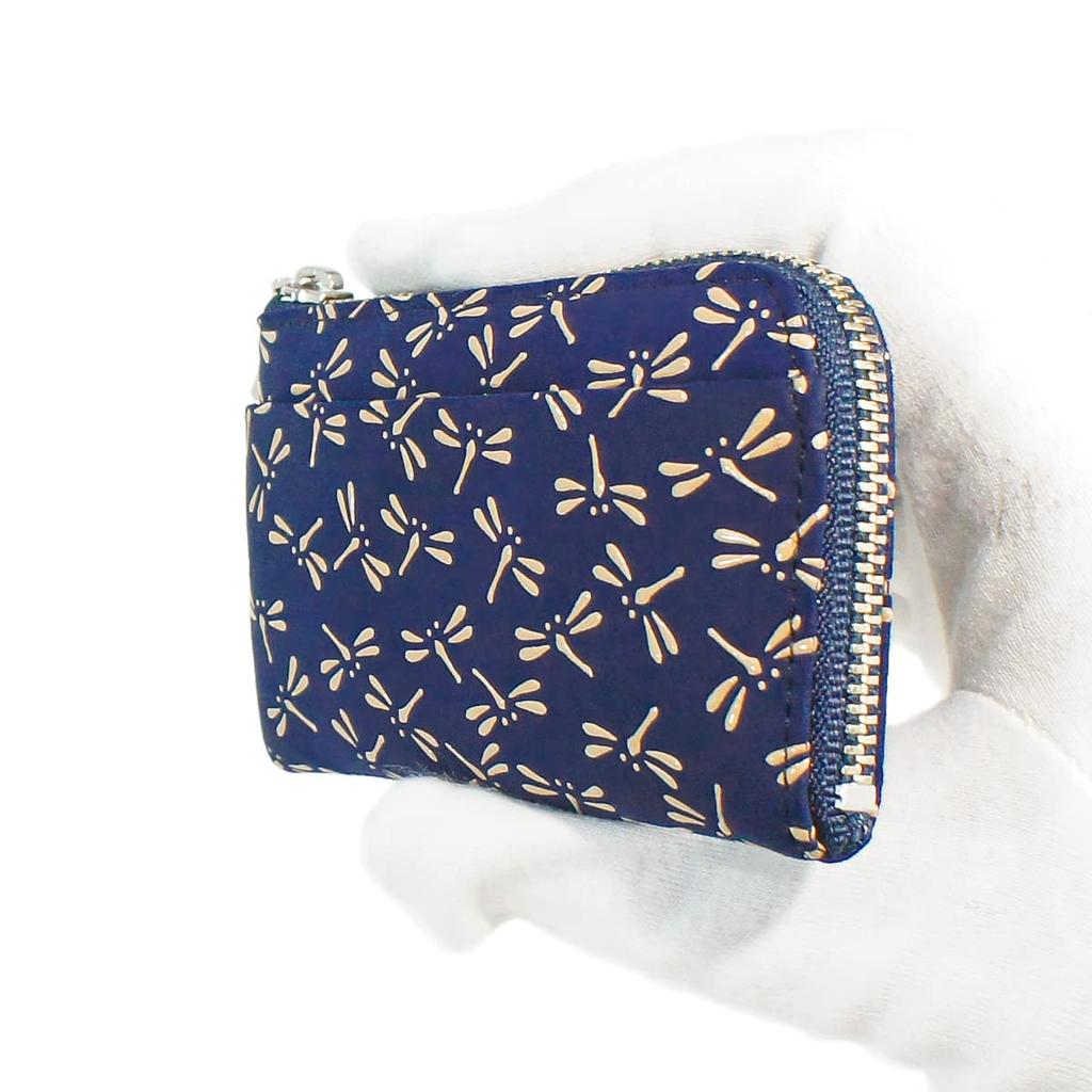 Indenya Inden Coin Purse F Coin Purse 05 Deerskin Navy X White Lacquer Dragonfly Pattern 1005-14-008