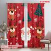 2pcs,2D Plane Printing Print Curtains Christmas Tree Reindeer Santa Versatile 100% Polyester (without Rod) Versatile All Use for