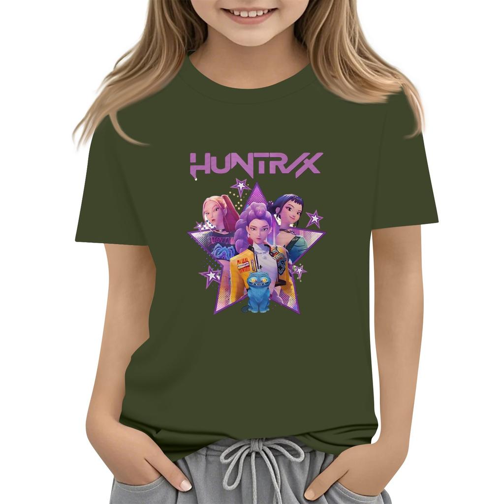 Boys Girls Round Neck Casual Printed Short-sleeved T-shirt Top