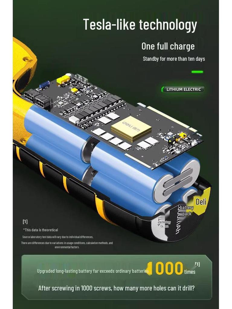 Deli Rechargeable Electric Drill & Screwdriver with Lithium Battery - Impact Power Tool for Household Use
