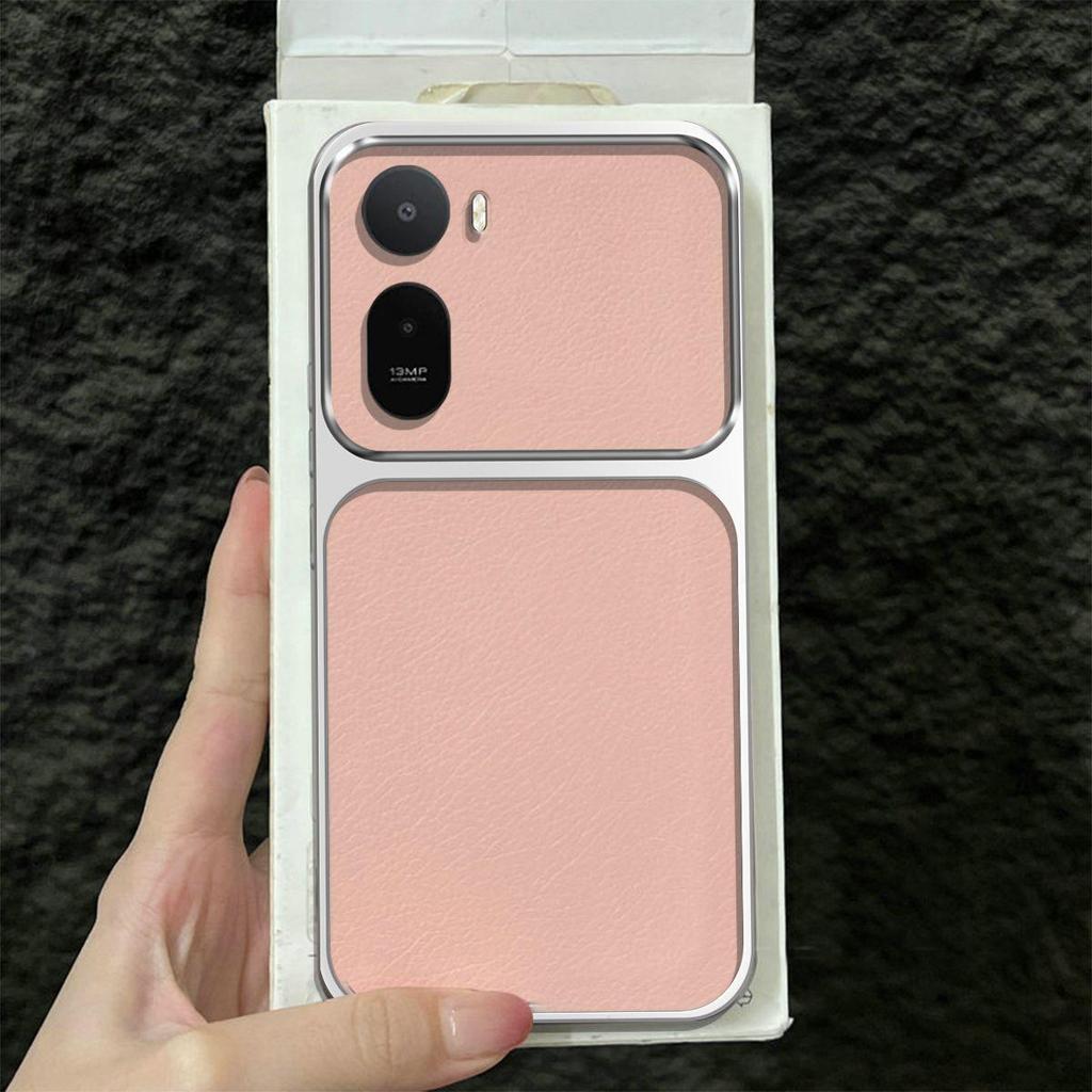 Premium Executive Leather Case for Xiaomi Redmi A7 Pro POCO C81 Large Window Lens Protector Cover