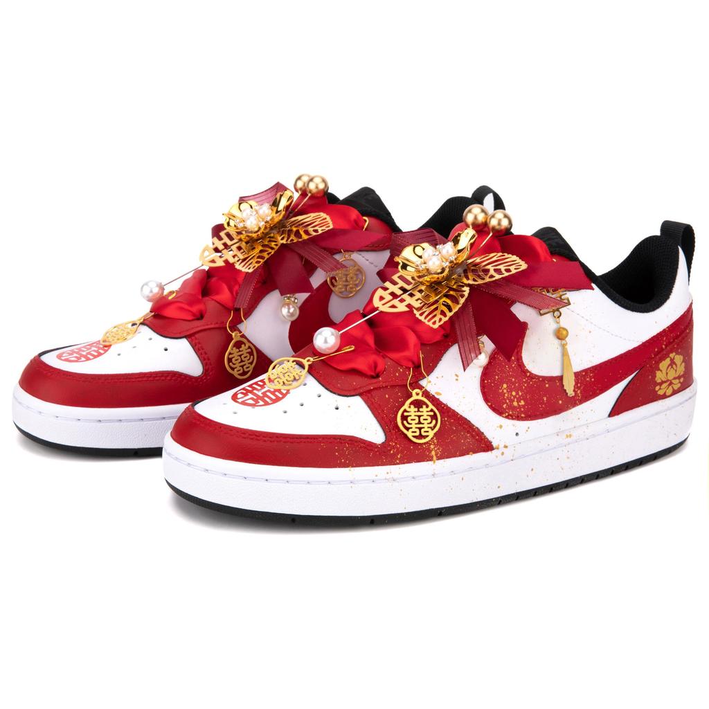 Nike Court Borough Low top Skateboard Shoes Women's Gold Red BQ5448-115(Team18-SBOX)